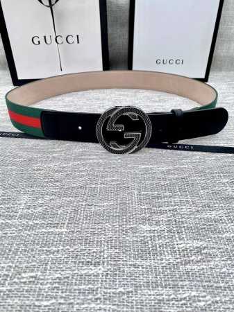Width 3.8Cm Gucci Classic Canvas Webbing Belt With Frosted Bottom, Top Layer Wil - Click Image to Close