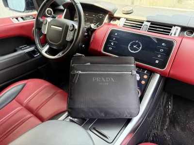 High-end, latest Prada shoulder bag. Prada messenger bag with logo and adjustab