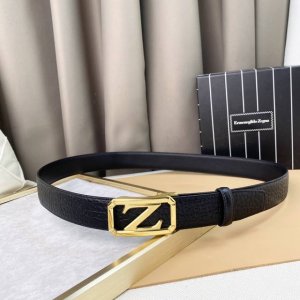 Zegna. Top-Grain Cowhide, 3.5 Cm Wide, Official Website, Stainless Steel Metal L