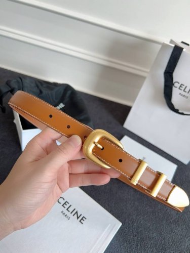 Celine. Celine Full set Western medium smooth cowhide leather belt Cowhide leath