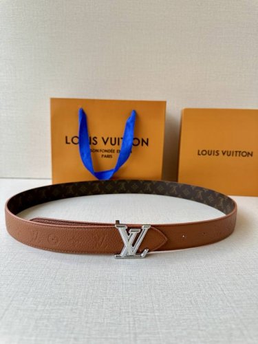 3.0 Wide Lv Flowergram Double-Sided Belt Is Made Of Monogram Canvas And Monog