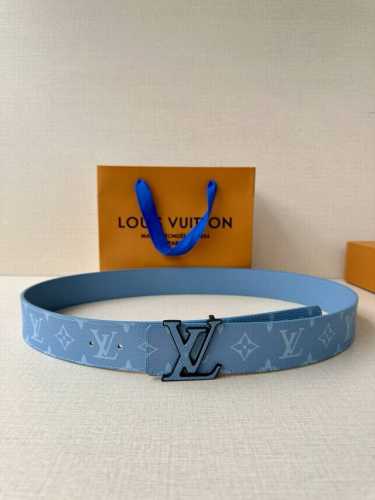 This Lv Initials 4.0 Wide Reversible Belt Features A Monogrammed Canvas Band And