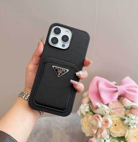 Prada card slot mobile phone case two-in-one leather full-cover mobile phone cas
