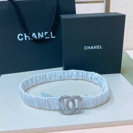 Chanel Cc rhinestone brass logo buckle, calfskin leather, silver and gold metal, - Click Image to Close