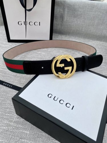 Width 3.8Cm Gucci Classic Canvas Webbing Frosted Bottom Belt With First Layer Wi