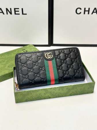 Color Black Size 20X10 Gucci single zipper clutch original top layer cowhide em - Click Image to Close