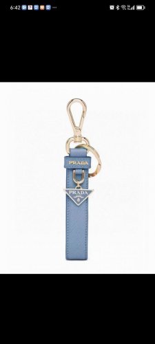 Prada keychain official website model, triangle brand pendant leather ring keych