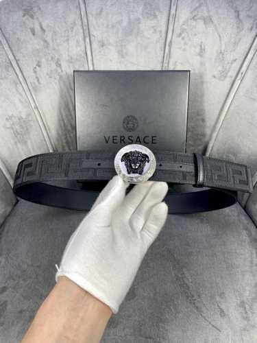 Width: 4.0 Cm Versace This Canvas Belt With A Leather Base Features The Iconic V