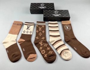Special Louis Vuitton women's high socks, five pairs per box, made of pure cott