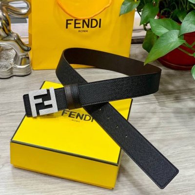 Fendl Fendi 40Mm Wide Double-Sided Genuine Calf Leather With A Single Rhodium-Pl