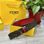 Fendi boutique style, 4.0cm wide, double-ring reversible belt with snap fastener