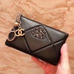 Color Black Size 14.5X9 Model X6059T#Chanel top lambskin coin purse, full lambsk