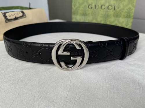 Original quality Gucci Gucci men's interlocking G metal buckle belt, made of Gu