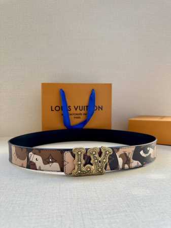 4.0 wide LV Initiales reversible belt is from the LV Portrait collection, interp - Click Image to Close