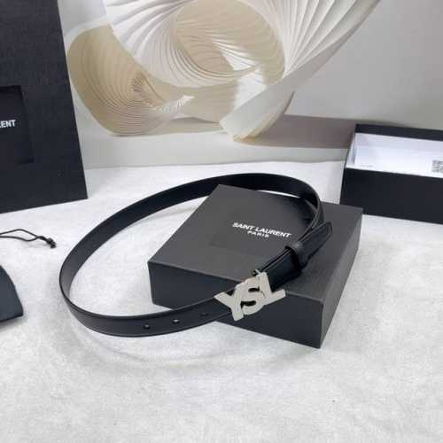 2.5 Cm Saint Laurent Belt, Double-Sided Top-Grain Leather, Length: 75, 80, 85, 9