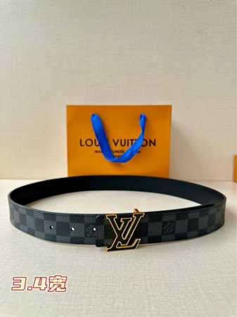 3.4 Width Lv Double-Sided Belt Crafted From Genuine Leather In A Modern Design, - Click Image to Close
