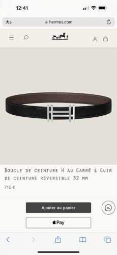 Special Edition H Au Carre Hardware Paired With Togo Leather Belt Body, 32Mm, Ch