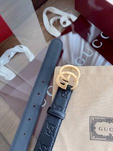 Gucci Surface top layer calfskin width 3.0cm New version of the counter logo hor