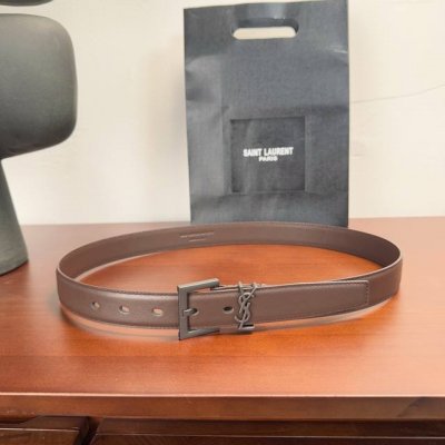 Saint Laurent women's chocolate brown belt, classic color, every stitch is very