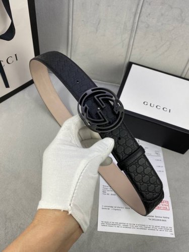 Width 4.0 Cm Gucci Interlocking Double G Steel Buckle Belt, Crafted From Gucci S