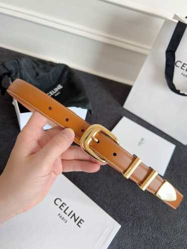 Celine. Celine Full set Western medium smooth cowhide leather belt Cowhide leath