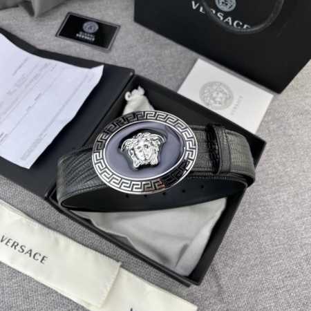 Versace Width 4.0Cm Original Imported Top Layer Cowhide Lizard Pattern This Leat - Click Image to Close