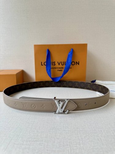 3.0 Wide Lv Flowergram Double-Sided Belt Is Made Of Monogram Canvas And Monog