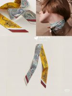 Hermes "Cheetah Bandana" Twilly Small Scarf Twilly Silk Ribbon 100% mulberry si