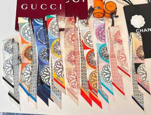 Kaleidoscope effect Twilly Hermes 2025 100% mulberry silk, 18 momme twill silk