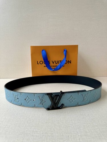 4.0 Cm Wide Lv Dimension Monogram H Ritage Double-Sided Belt Combining Plain Lea
