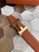 Hermes men's double-sided leather belt 38mm uses the latest bottom leather leath