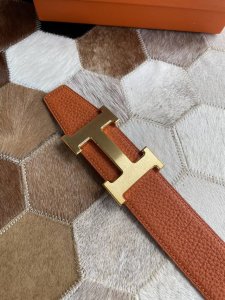 Hermes men's double-sided leather belt 38mm uses the latest bottom leather leath