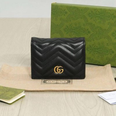 Color: Black Size: 11X8 Newest ~ Gg Marmont leather card holder with chevron qu