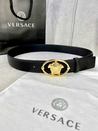 Width: 4.0 Cm Versace All-Over Pattern Belt With The Iconic Versace Medusa Head - Click Image to Close