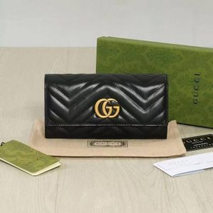 Color Black Size 19X10 Gg Marmont long cowhide wallet Made of quilted leather w