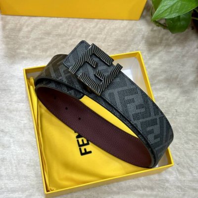 Fendi Fendi counter same style 4.0cm width double ring reversible belt Ff press
