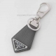 Prada keychain leather key ring triangle logo polished steel keychain pendant be