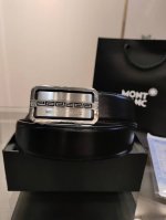 Montblanc Men's Automatic Belt - 34mm Width, Exquisite Steel Buckle, Soft to the