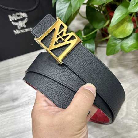 Special Mcm 40Mm Wide Double-Sided Genuine Calf Leather With A Single Rhodium-Pl - Click Image to Close