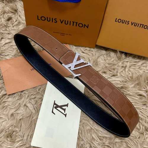 Picture Packaging Louis Vuitton 40mm wide double-sided original calfskin with a