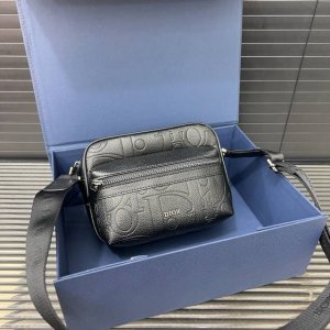 Dior embossed cowhide Rider 2.0 with adjustable shoulder strap and zipper closur