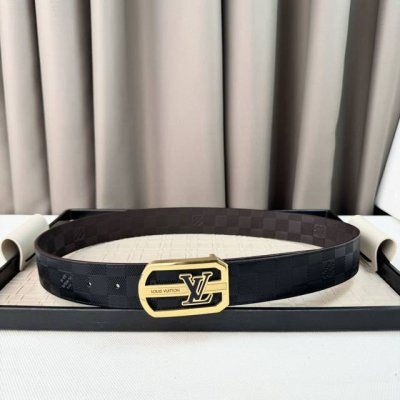 Louis Vuitton Lv Business Casual Formal Wear Can Be Worn 3.8Cm Latest Buckle Pol