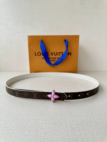 2.0 Wide Lv Mini Flowergram double-sided belt is made of Monogram canvas and sti
