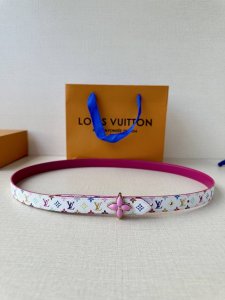 2.0 Wide Lv Mini Flowergram double-sided belt is made of Monogram canvas and sti