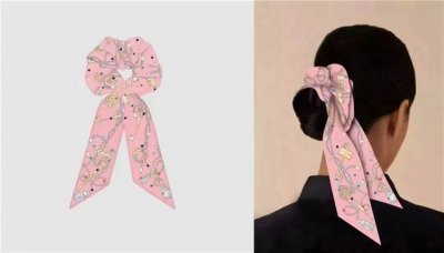 Hermes "Dot Key" Twilly small silk scarf hairband is detachable and can be used