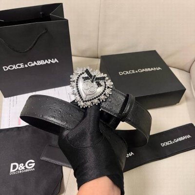 Special Dg, Width 4.0 Cm Dolce&Gabbana New Men's Ostrich-Patterned Belt, Paired