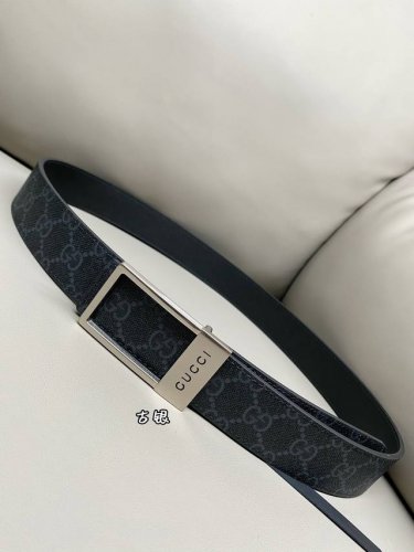-Gucci 3.5cm Reversible Belt with Rectangular Buckle Gucci brand presents a vari