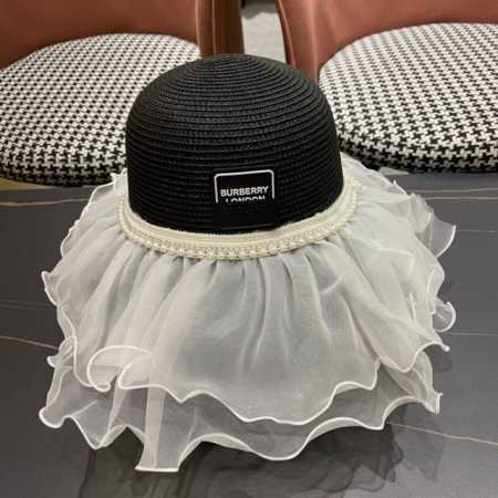 burberry Burberry 2025 New Xiaochan Holiday Style Wide Brim Basin Hat Straw H - Click Image to Close