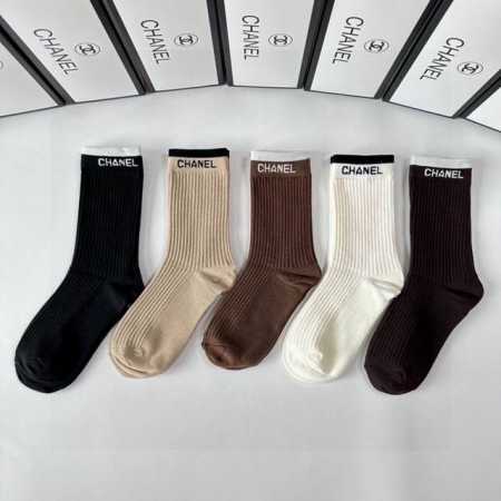 Specially packaged Chanel new mid-calf slouch socks! Five pairs per box, same st - Click Image to Close