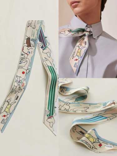 "Paris Dog" Twilly Small Silk ScarfTwilly Small Silk Scarf100% Mulberry Silk Hea